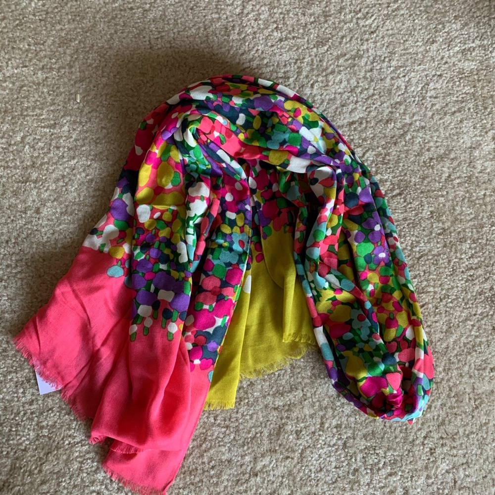 NWT Kate Spade Floral Dots Oblong Scarf - Picture 7 of 11